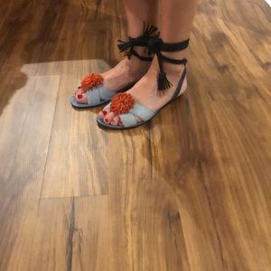 J. Crew Tassel Sandals - Blue, Orange & Yellow